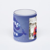 Кружка с тёмно-синей ручкой и ободком