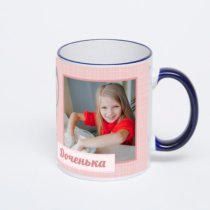 Кружка с тёмно-синей ручкой и ободком