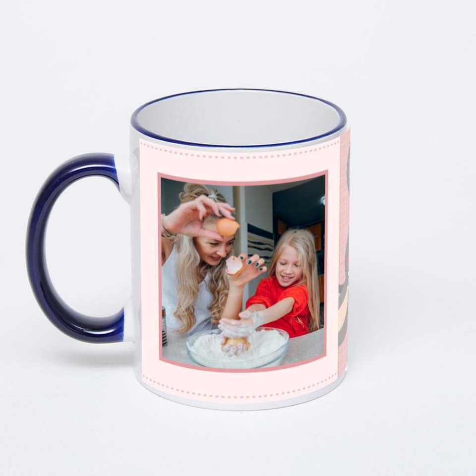 Кружка с тёмно-синей ручкой и ободком