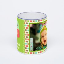 Кружка с тёмно-синей ручкой и ободком