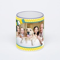 Кружка с тёмно-синей ручкой и ободком