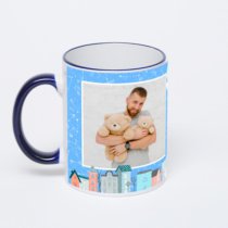 Кружка с тёмно-синей ручкой и ободком