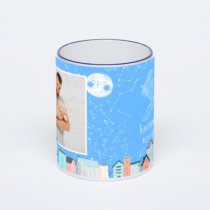 Кружка с тёмно-синей ручкой и ободком