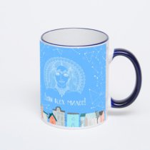 Кружка с тёмно-синей ручкой и ободком