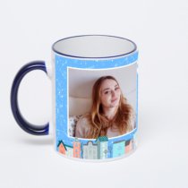 Кружка с тёмно-синей ручкой и ободком