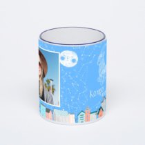 Кружка с тёмно-синей ручкой и ободком