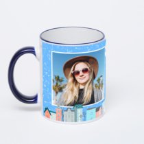 Кружка с тёмно-синей ручкой и ободком