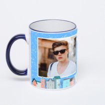 Кружка с тёмно-синей ручкой и ободком