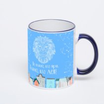 Кружка с тёмно-синей ручкой и ободком