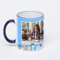 Кружка с тёмно-синей ручкой и ободком