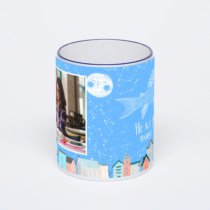 Кружка с тёмно-синей ручкой и ободком