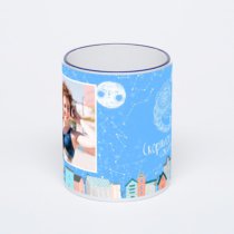 Кружка с тёмно-синей ручкой и ободком