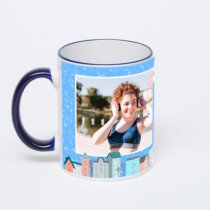 Кружка с тёмно-синей ручкой и ободком