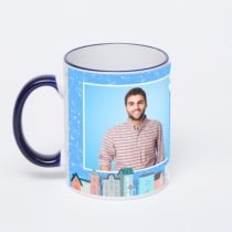 Кружка с тёмно-синей ручкой и ободком