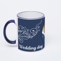 Кружка с тёмно-синей ручкой и ободком