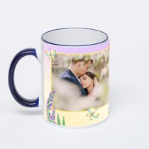 Кружка с тёмно-синей ручкой и ободком