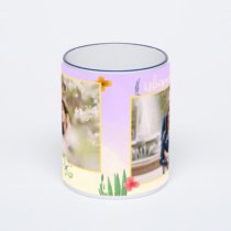 Кружка с тёмно-синей ручкой и ободком