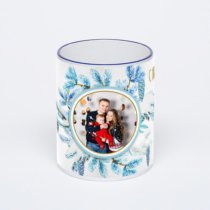 Кружка с тёмно-синей ручкой и ободком