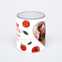 Кружка с тёмно-синей ручкой и ободком