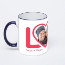 Кружка с тёмно-синей ручкой и ободком