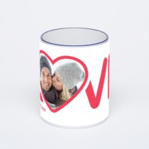 Кружка с тёмно-синей ручкой и ободком