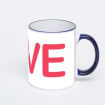 Кружка с тёмно-синей ручкой и ободком