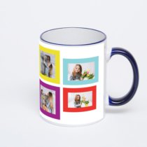 Кружка с тёмно-синей ручкой и ободком