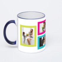 Кружка с тёмно-синей ручкой и ободком