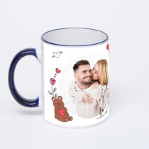 Кружка с тёмно-синей ручкой и ободком