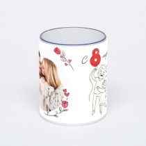 Кружка с тёмно-синей ручкой и ободком