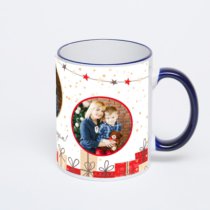 Кружка с тёмно-синей ручкой и ободком