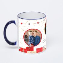 Кружка с тёмно-синей ручкой и ободком