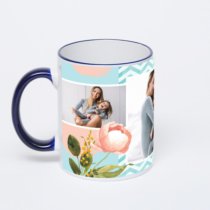 Кружка с тёмно-синей ручкой и ободком