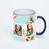 Кружка с тёмно-синей ручкой и ободком