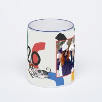 Кружка с тёмно-синей ручкой и ободком