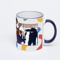 Кружка с тёмно-синей ручкой и ободком