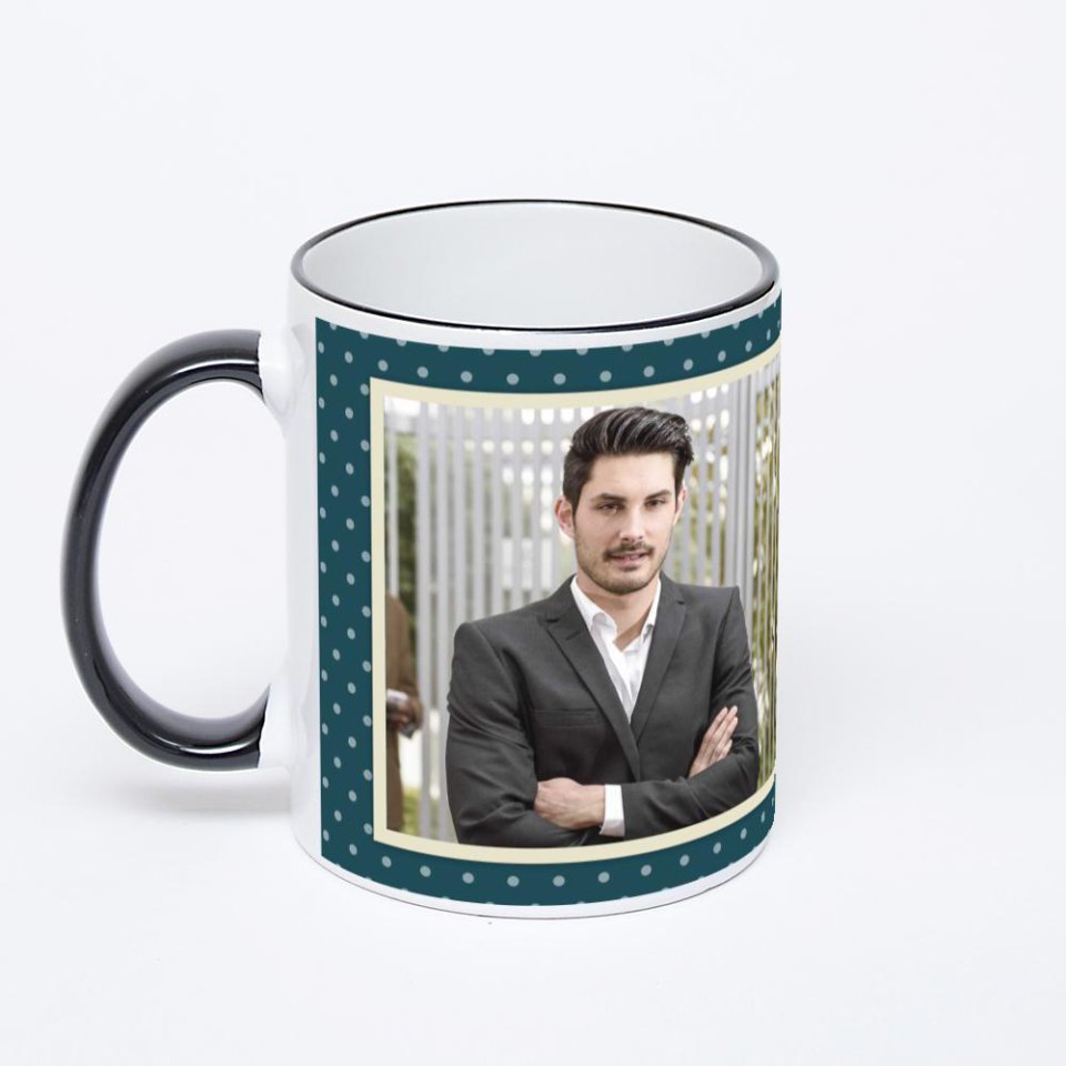 Кружка с черной ручкой и ободком