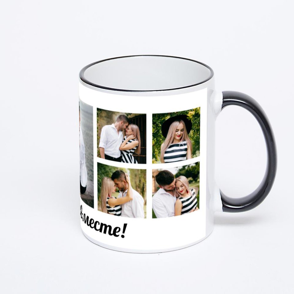 ВЫКЛ Кружка с черной ручкой и ободком «Коллаж для 9-и фото ...