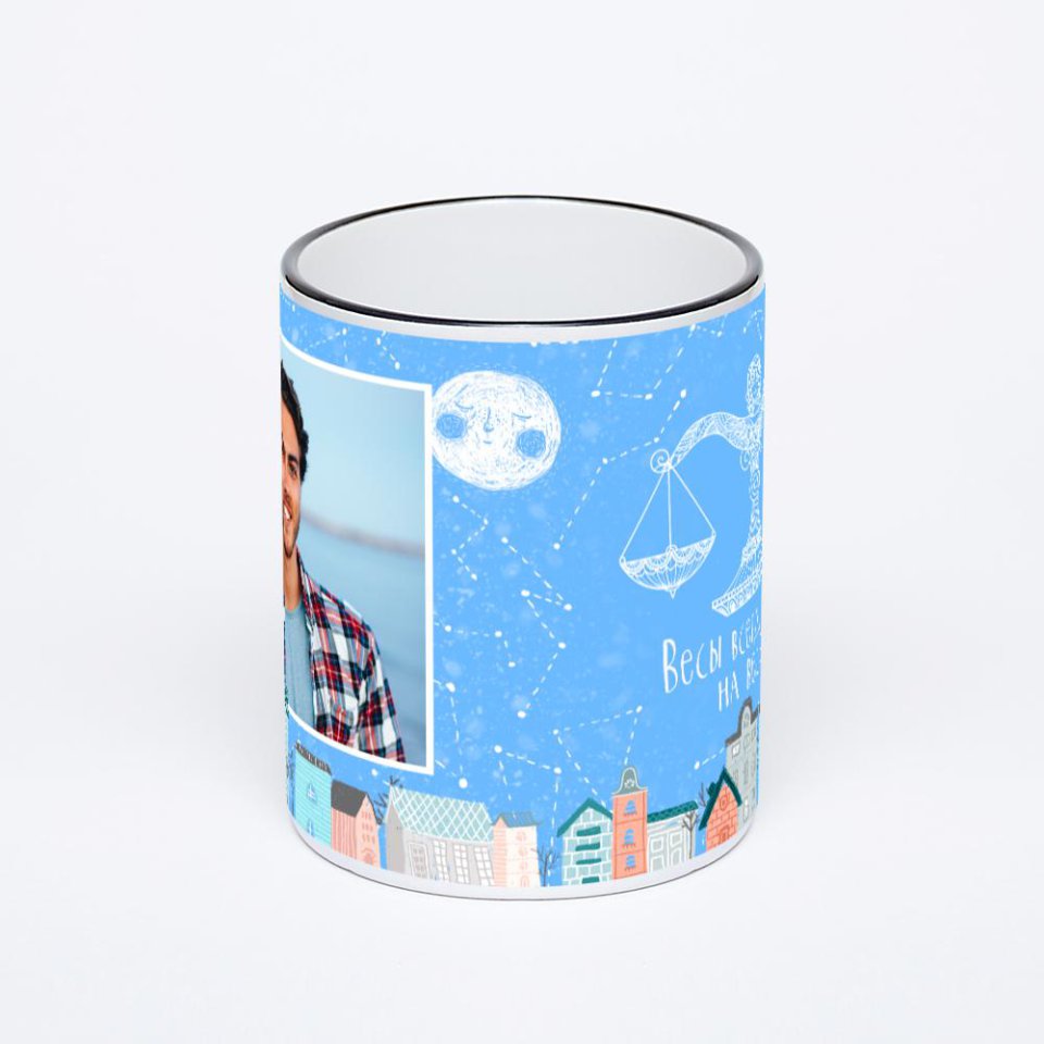 Кружка с черной ручкой и ободком