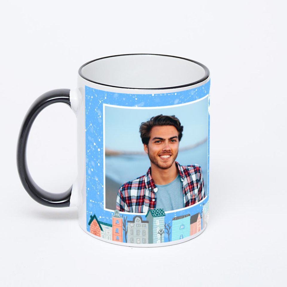 Кружка с черной ручкой и ободком