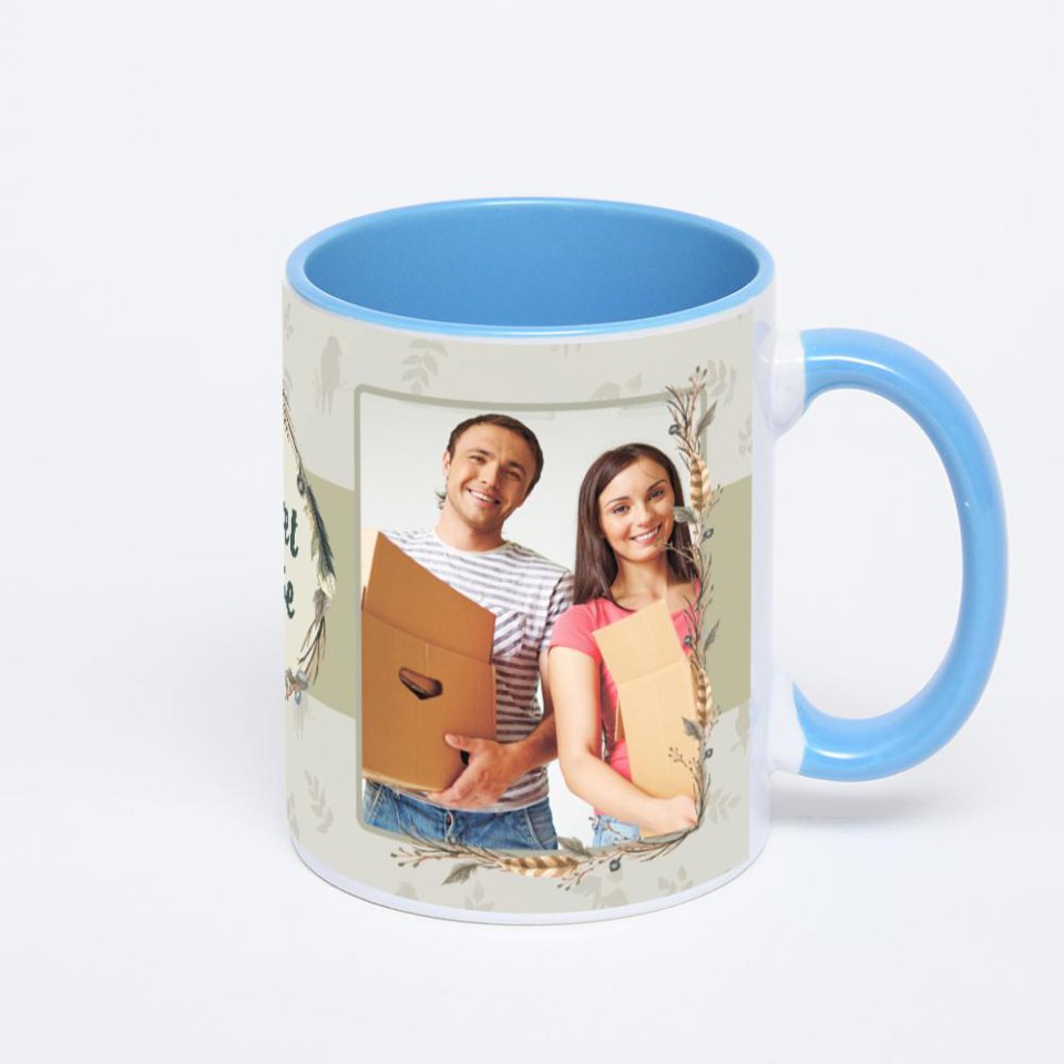 Синяя кружка с фотопечатью