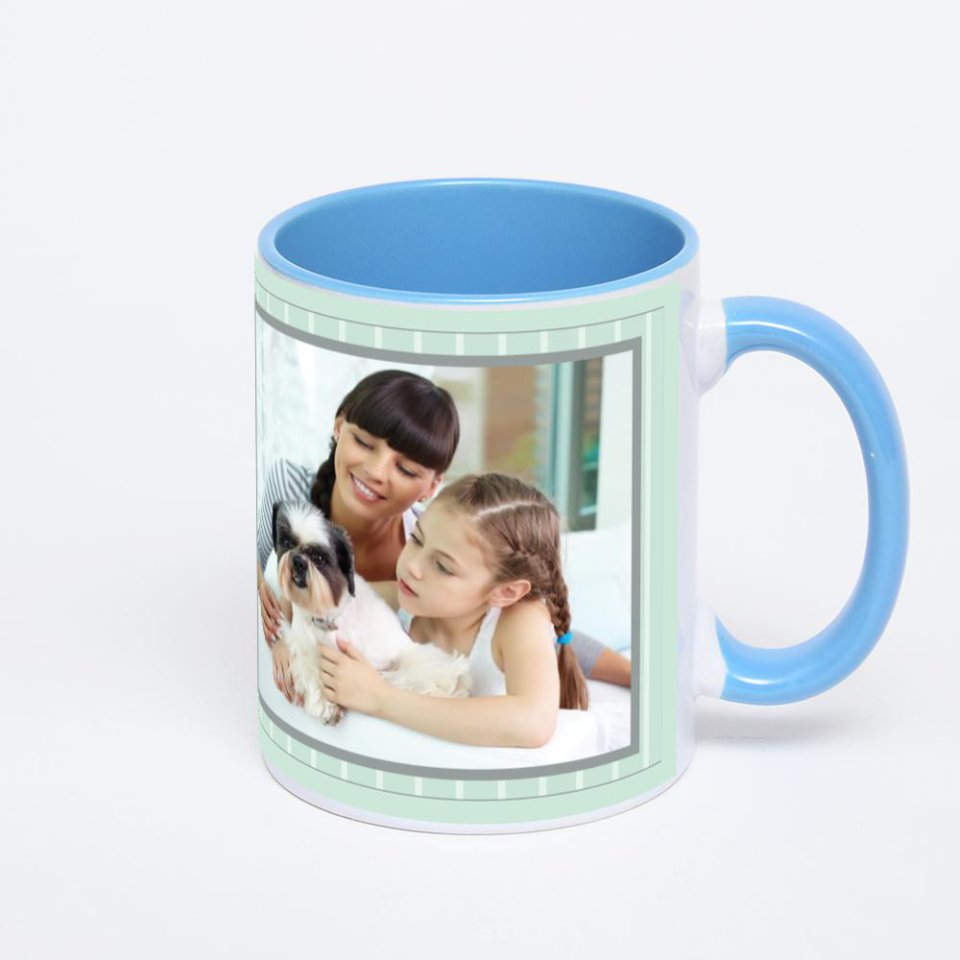 Синяя кружка с фотопечатью