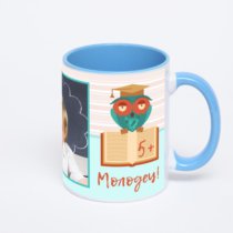 Синяя кружка с фотопечатью