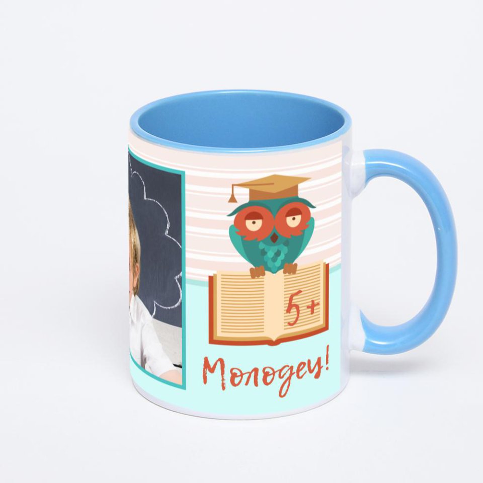 Синяя кружка с фотопечатью