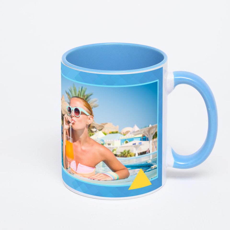 Синяя кружка с фотопечатью
