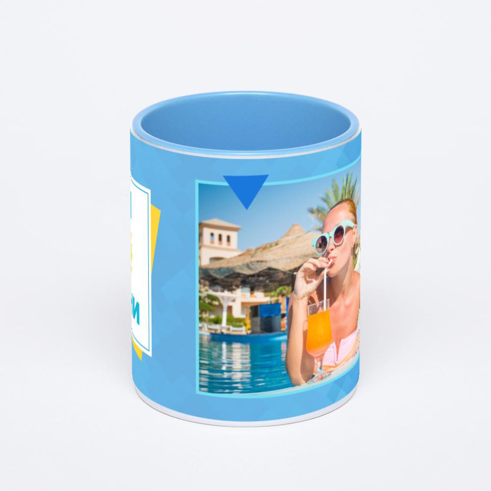 Синяя кружка с фотопечатью