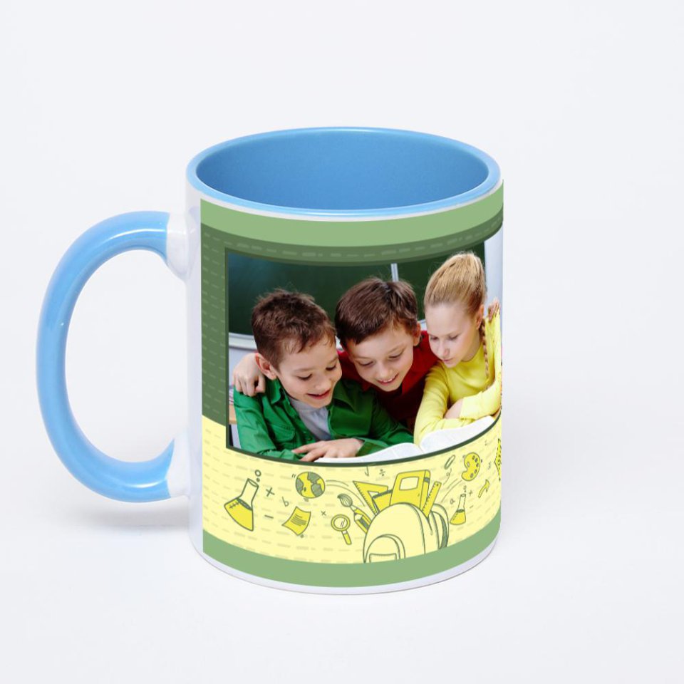Синяя кружка с фотопечатью