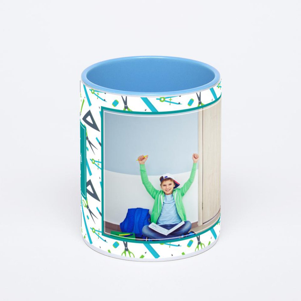 Синяя кружка с фотопечатью