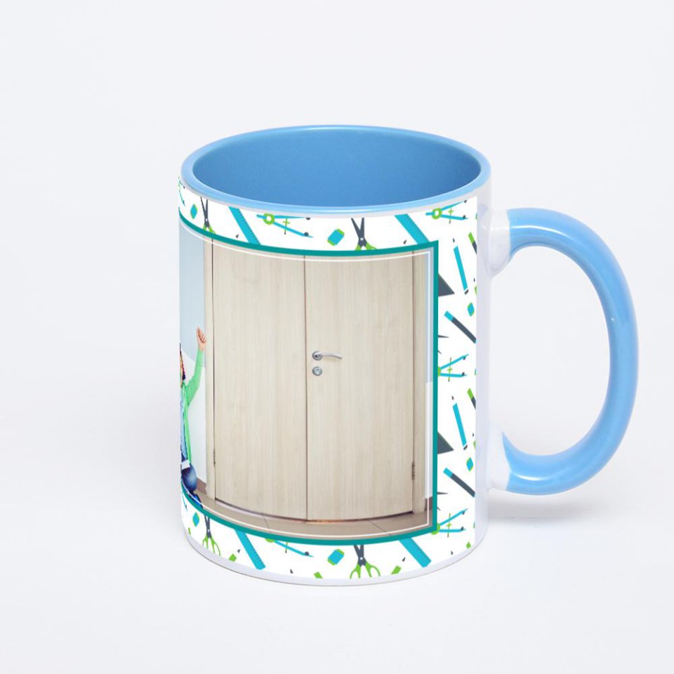 Синяя кружка с фотопечатью