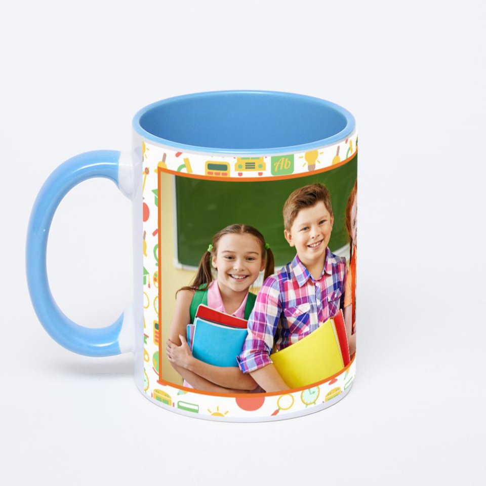 Синяя кружка с фотопечатью